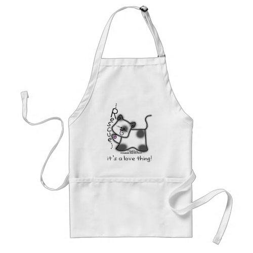 Black and white cat RESCUEits a love thing Adult Apron