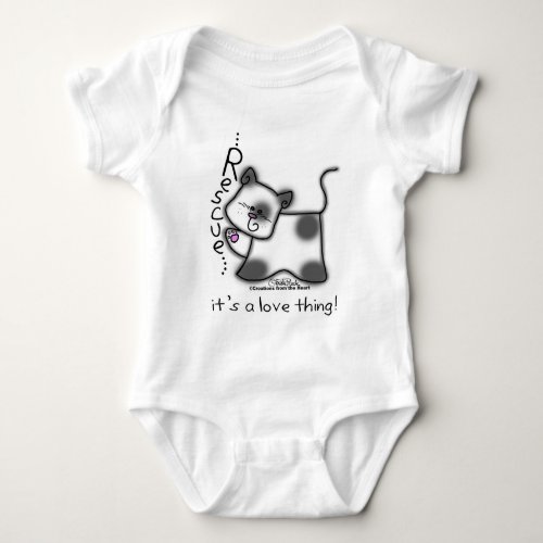 Black and white cat RESCUEits a love thing Baby Bodysuit