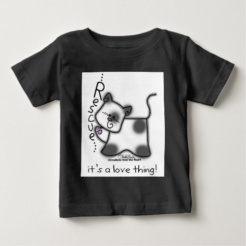 Black and white cat RESCUEits a love thing Baby T_Shirt