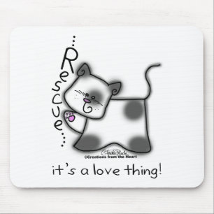 Black and white cat RESCUE...it's a love thing! Mouse Pad