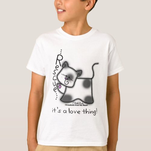 Black and white cat RESCUEits a love thing T_Shirt