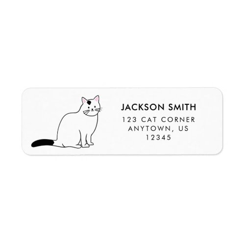 Black and White Cat Return Address Label