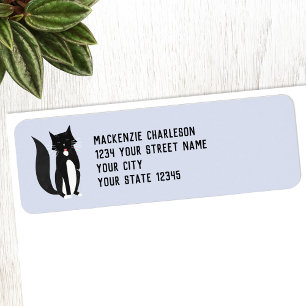 Black and White Cat Return Address Label