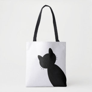 Black and White Cat Silhouette Tote Bag