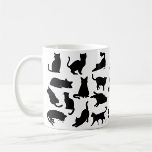 Black and White Cat Silhouettes Coffee Mug