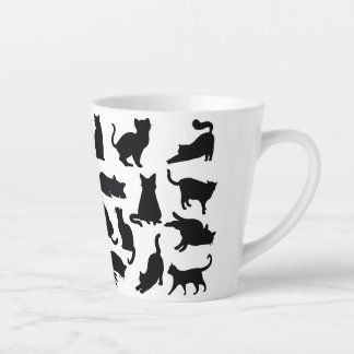 Black and White Cat Silhouettes Latte Mug