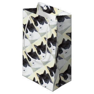 Black and White Cat Small Gift Bag