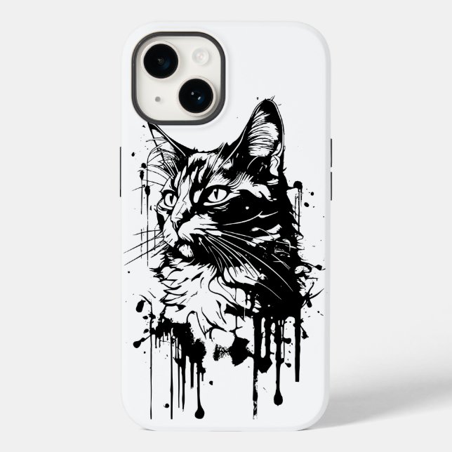 Black and White Cat Splash  Case-Mate iPhone Case (Back)