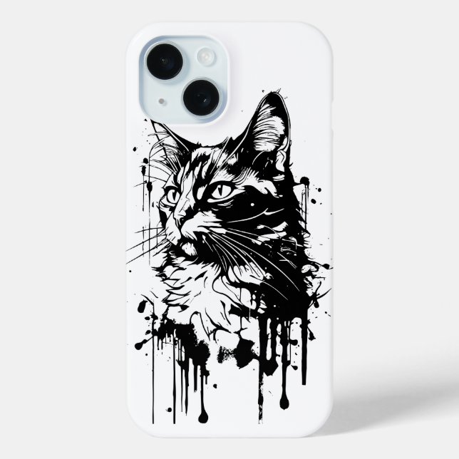 Black and White Cat Splash  Case-Mate iPhone Case (Back)