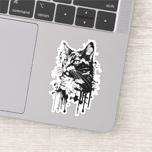 Black and White Cat Splash Sticker