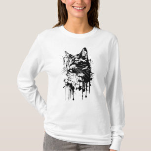 Black and White Cat Splash T-Shirt