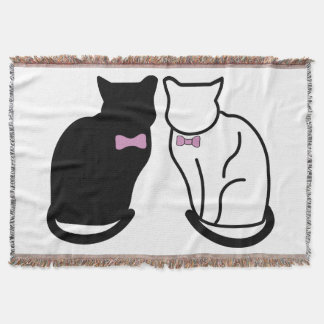 Black and White Cat  Throw Blanket