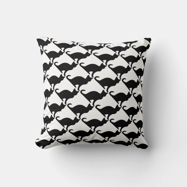 Black and white cat throw pillow | Home decoration (Front)