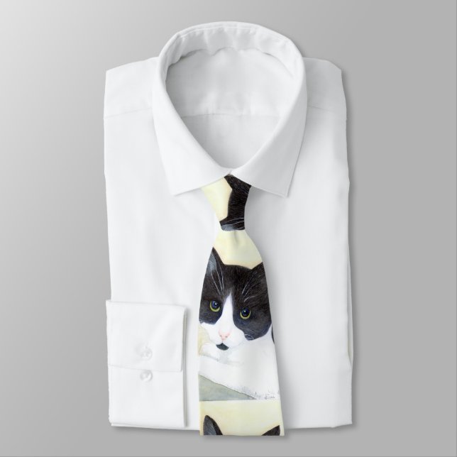 Black and White Cat Tie (Tied)