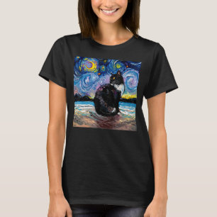 Black and White Cat Tuxedoes Night Japan Animal Te T-Shirt