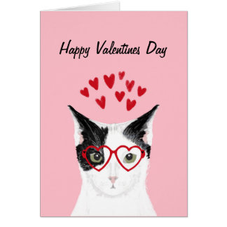 Black and White Cat Valentines Love Card