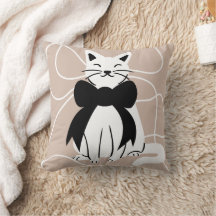 Black and white cat with abstract line 
