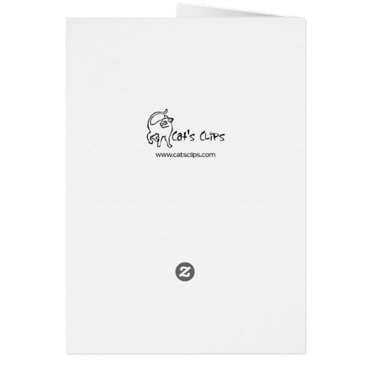 Black and White Cat with Cake Birthday Card (Back)