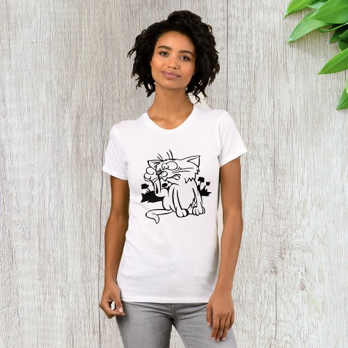 Black And White Cat Womens T_Shirt