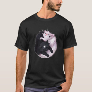 Black And White Cat Yin Yang Animal T-Shirt