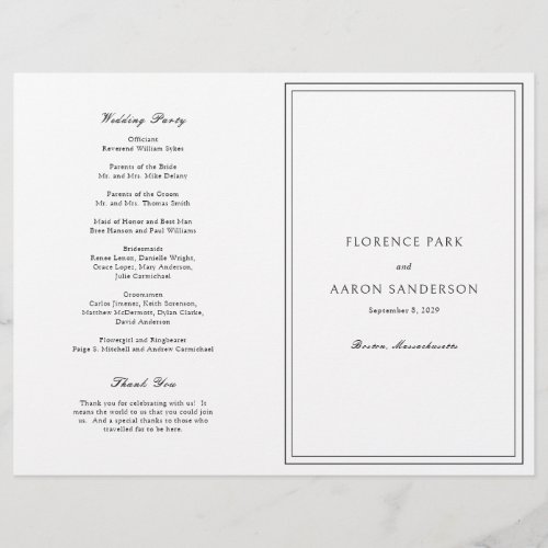 Black and White Catholic Budget Wedding Program Flyer
