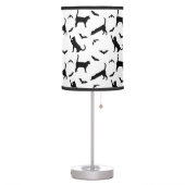 Black And White Cats And Bats Pattern Halloween Table Lamp (Left)