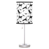 Black And White Cats And Bats Pattern Halloween Table Lamp (Right)
