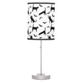 Black And White Cats And Bats Pattern Halloween Table Lamp (Front)