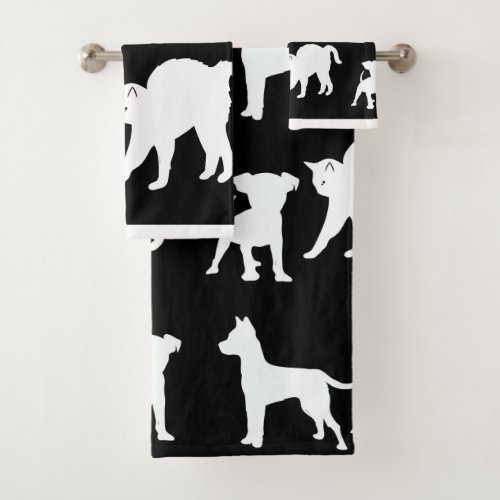 Black and White Cats And Dogs  Bath Towel Set