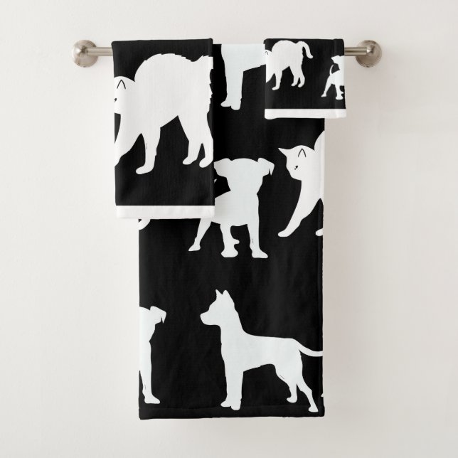Black and White Cats And Dogs  Bath Towel Set (Insitu)