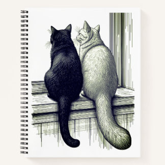 Black and White Cats at the Window Notebook