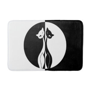 Black and White Cats Bathroom Mat