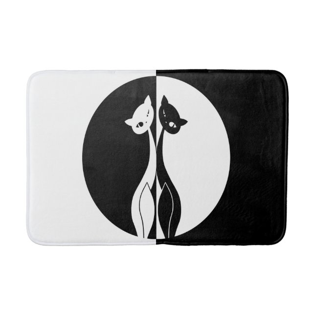 Black and White Cats Bathroom Mat (Front)