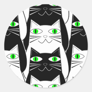 Black and White Cats Classic Round Sticker