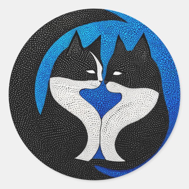 Black and white cats classic round sticker (Front)