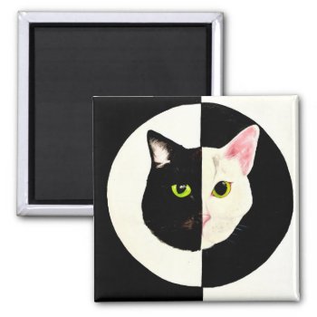 Black And White Cats Face Yin And Yang Magnet by Melmo_666 at Zazzle