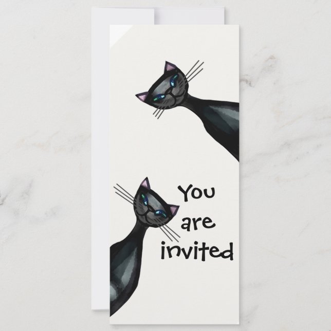 Black and white cats invitation (Front)
