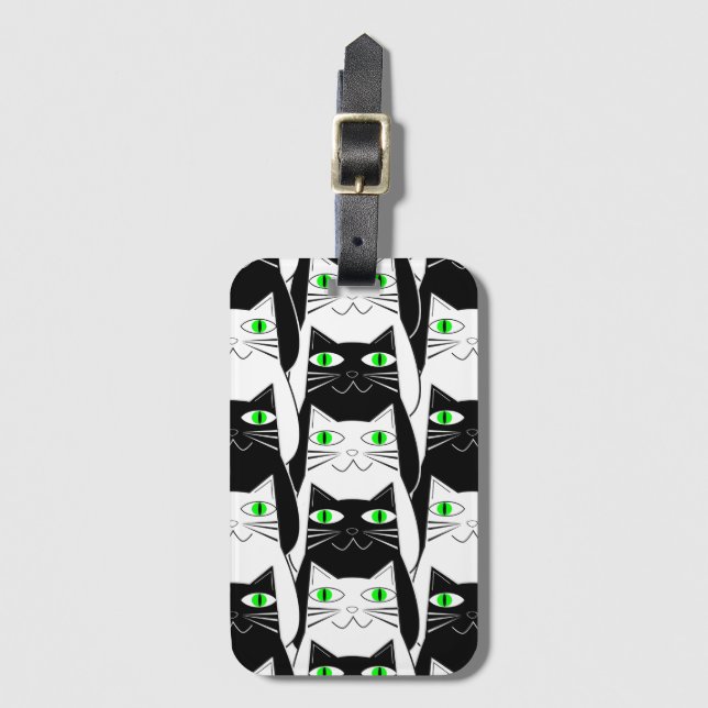 Black and White Cats Luggage Tag (Front Vertical)