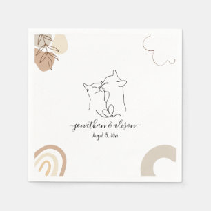 Black and White Cats Minimalist Wedding Engagement Napkins