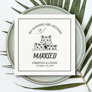 Black and White Cats Modern Fun Simple Weddings Napkins