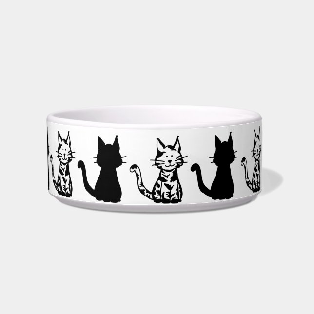 Black and White Cats Pattern Small Bowl (Right)