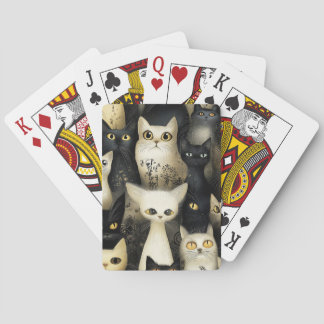 black and white cats poker cards