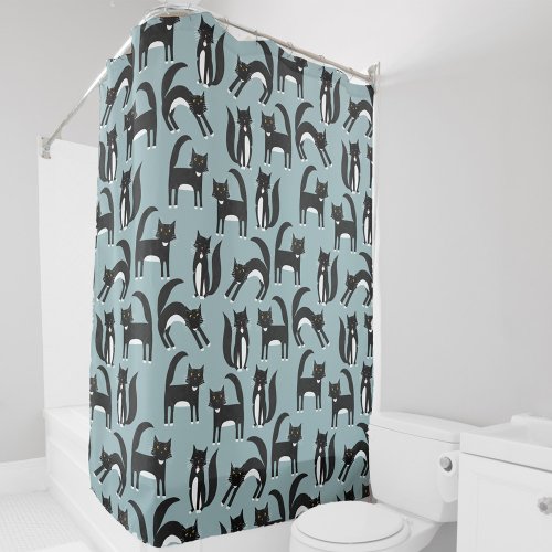 Black and White Cats Shower Curtain