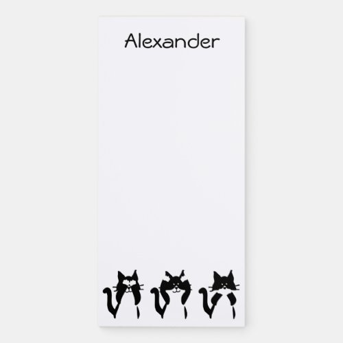 Black and White Cats  Three Wise Kitties Magnetic Notepad