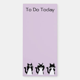Black and White Cats   Three Wise Kitties Purple Magnetic Notepad