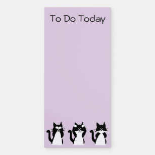 Black and White Cats   Three Wise Kitties Purple Magnetic Notepad