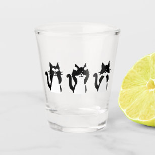 Black and White Cats   Three Wise Kitties Shot Glass