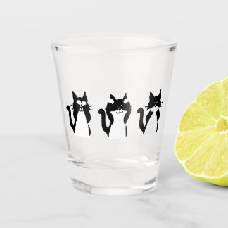 Black and White Cats | Three Wise Kitties Shot Glass