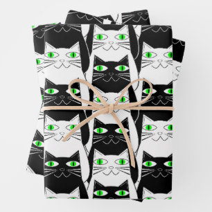 Black and White Cats Wrapping Paper Sheets