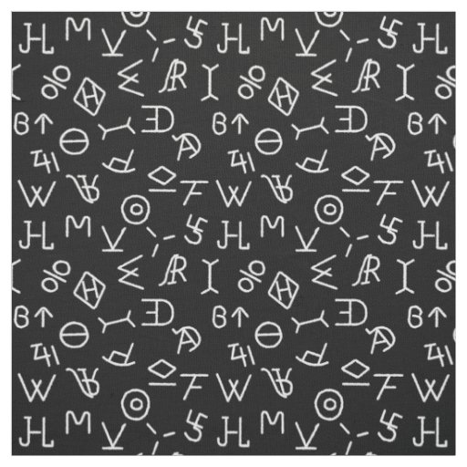 Black and White Cattle Brands Fabric